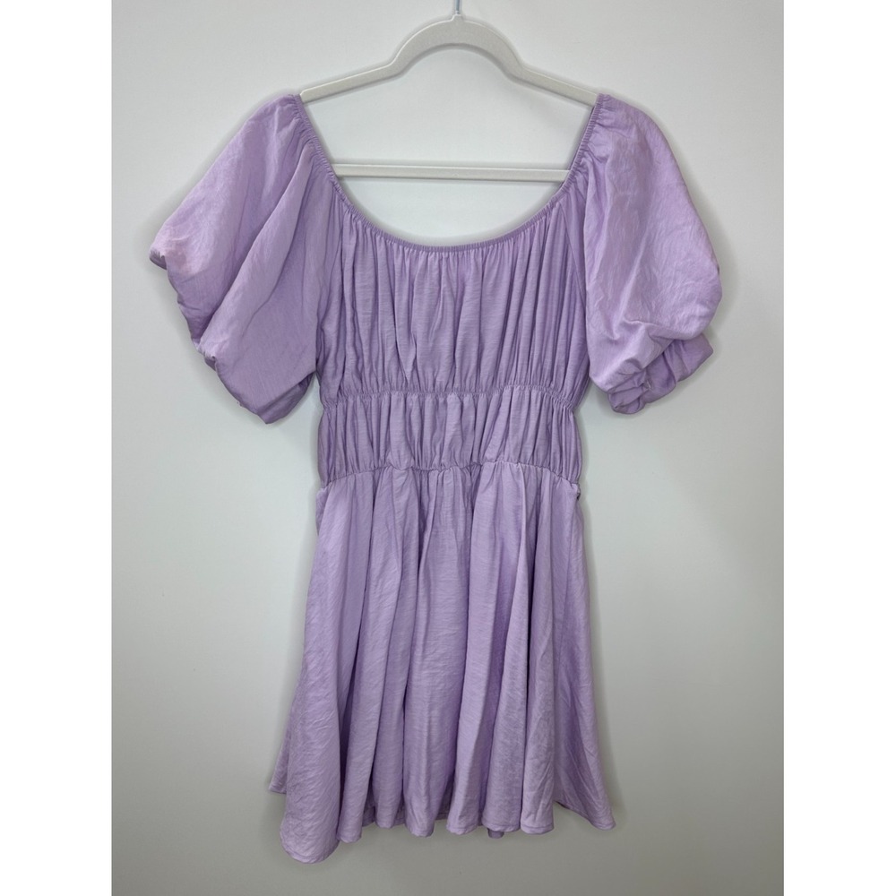 Molly Green Andrea Babydoll Dress Lavender Puff Sleeve Smocked Mini XS Coquette - Picture 2 of 16